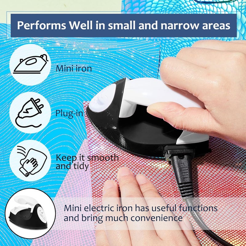 Honoson Mini Craft Iron Mini Heat Press Small Iron 3.93 x 2.36 x 2.76 in Portable Handy Tiny Flatiron with Charging Base Accessory for Fuse Bead Patch DIY Heat Transfer Vinyl(Black) - Image 4